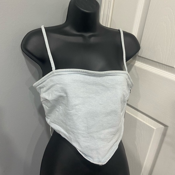 Pale blue denim tank top - Picture 2 of 6